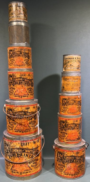 2 STACKINGS OF PAINT ADVERTISING TINS (1 of 10)