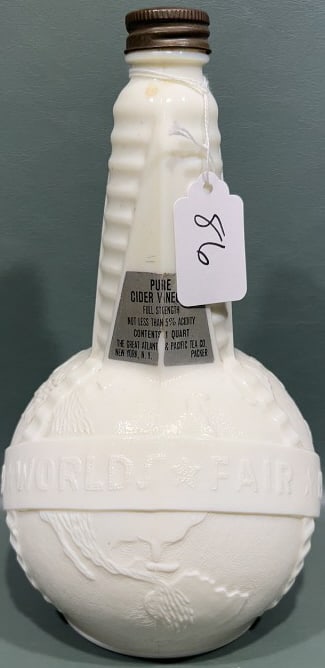 1939 WORLD'S FAIR APPLE CIDER BOTTLE: 9" TALL