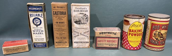 ADVERTISING BOTTLES, TINS, & BOXES