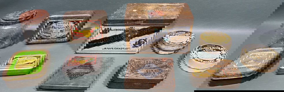 LARGE LOT OF VARIOUS ADVERTISING TINS: ~