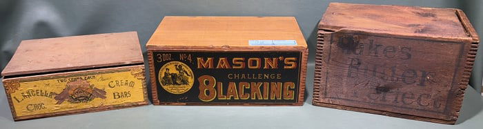 3 VINTAGE VARIOUS ADVERTISING BOXES