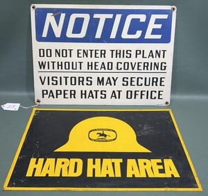 2 VINTAGE METAL HARD HAD SIGNS