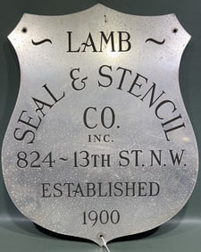 LAMB SEAL & STENCIL CO. METAL ADVERTISING SIGN