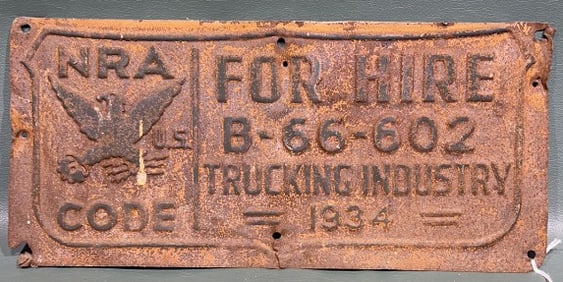 1934 NRA METAL ADVERTISING SIGN