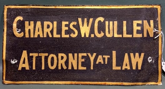 CHARLES W CULLEN GEORGETOWN DE METAL SIGN: 14" X 7"
