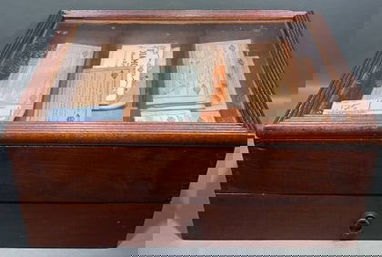 ANTIQUE STORE DISPLAY/SHOWCASE W/DIAMOND DYES