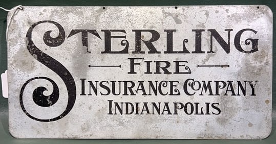 STERLING FIRE INSURANCE CO. METAL ADVERTISING SIGN