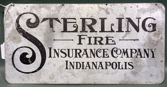 STERLING FIRE INSURANCE CO. METAL ADVERTISING SIGN (1 of 4)