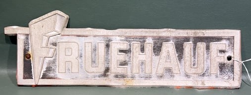 VINTAGE FRUEHAUF ALUMINUM SIGN / EMBLEM