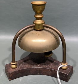 ANTIQUE BRASS HOTEL BELL / DESK BELL