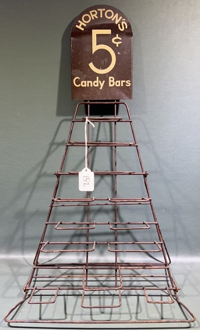 VINTAGE HORTON'S 5 CENT CANDY BAR METAL STAND (1 of 5)