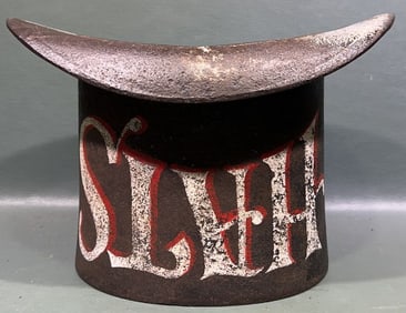 ANTIQUE CAST IRON PAINTED HAT SPITTOON