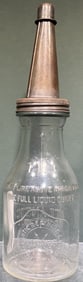 VINTAGE ATLANIC REFINING CO GLASS OIL BOTTLE W/ LI