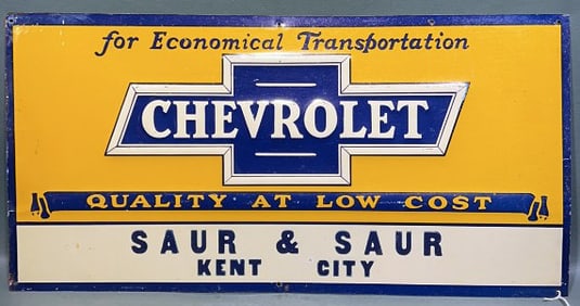 SAUR & SAUR KENT CITY CHEVROLET ADVERTISING SIGN