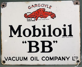 MOBILOIL GARGOYLE  "BB" PORCELAIN ADVERTISING SIGN