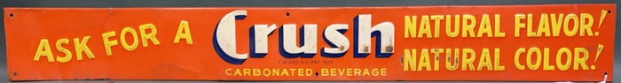 VINTAGE CRUSH SODA METAL ADVERTISING BANNER SIGN