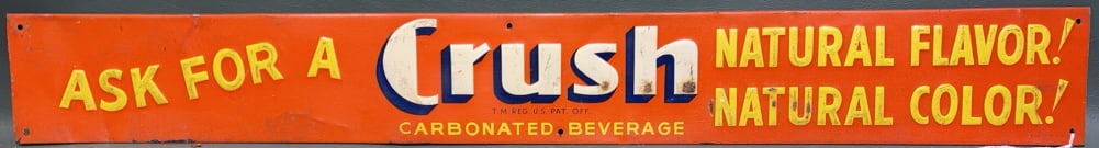 VINTAGE CRUSH SODA METAL ADVERTISING BANNER SIGN (1 of 5)