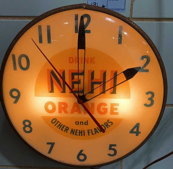 DRINK NEHI ORANGE LIGHT ADVERTISING CLOCK (1 of 6)