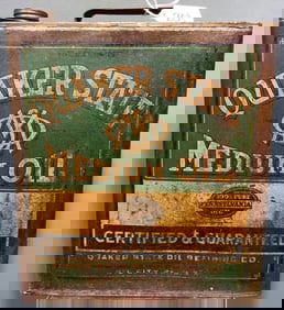 VINTAGE QUAKER STATE MEDIUM METAL OIL CAN