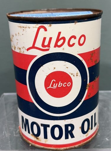 VINTAGE LUBCO MOTOR OIL METAL QUART CAN (FULL) (1 of 5)