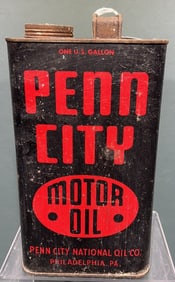 VINTAGE PENN CITY MOTOR OIL METAL CAN