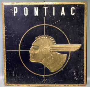 METAL PONTIAC ADVERTISING SIGN INDIAN HEAD LOGO