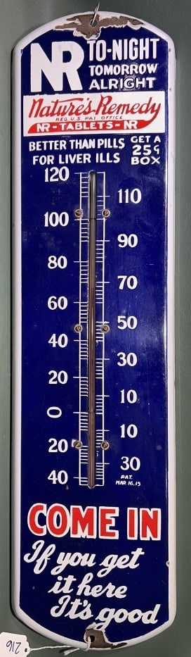 NATURE'S REMEDY PORCELAIN ADVERTISING THERMOMETER (1 of 5)