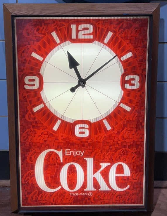 COCA-COLA LIGHT WALL MOUNT CLOCK: 40" X 28" X 6"