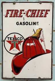 TEXACO FIRE CHIEF GASOLINE PORCELAIN ADVERTISING S