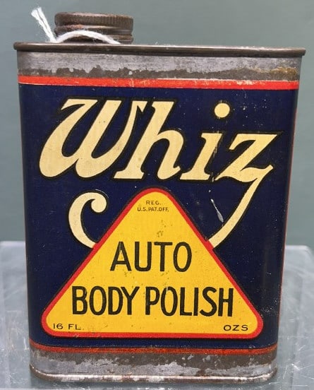 WHIZ AUTO BODY POLISH ADVERTISING CAN: 5" X 4" X 2"