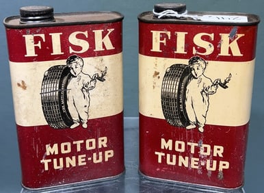 2 VINTAGE FISK MOTOR TUNE-UP CANS