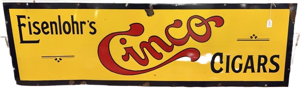 PORCELAIN EISENLOHR'S CINCO CIGAR ADVERTISING SIGN (1 of 10)