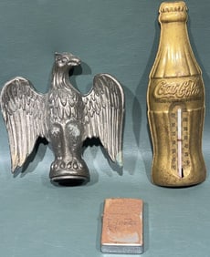 COCO-COLA THERMOMETER, ZIPPO & EAGLE THERMOMETER