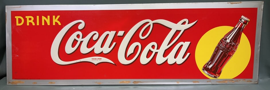 1938 "DRINK COCA-COLA" TIN ADVERTISING SIGN (1 of 6)