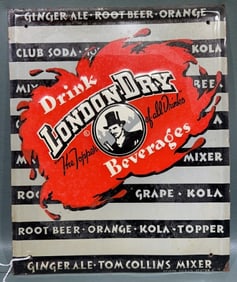 VINTAGE LONDON DRY BEVERAGES ADVERTISING TIN SIGN