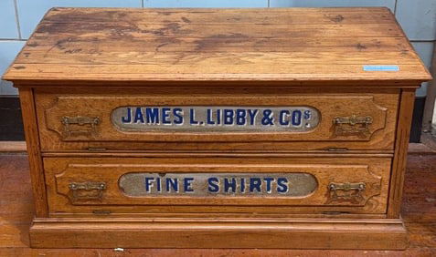 "JAMES L. LIBBY & CO." OAK 2 DOOR DISPLAY CABINET
