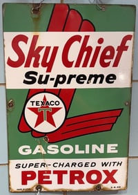 TEXACO SKY-CHIEF SUPREME PORCELAIN PUMP SIGN