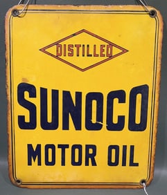SUNOCO DISTILLED MOTOR OIL PORCELAIN ADVERTISING S