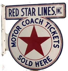 RED STAR LINES PORCELAIN WALL ADVERTISING SIGN