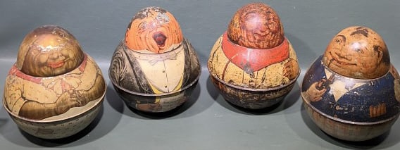 4 ROLY POLY TOBACCO TINS