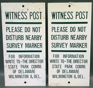 2 WILMINGTON DELAWARE WITNESS POST METAL SIGNS