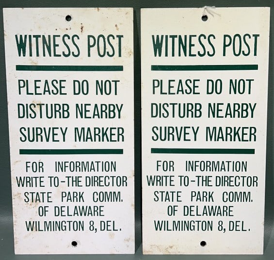 2 WILMINGTON DELAWARE WITNESS POST METAL SIGNS: 12" X 6"