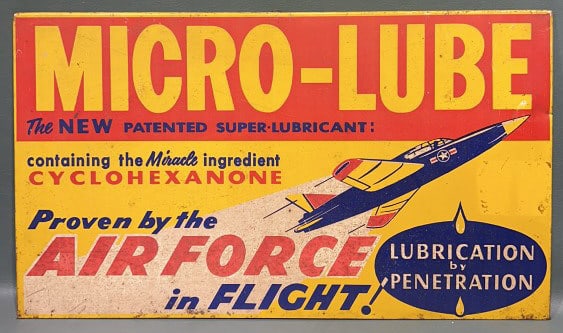 VINTAGE MICRO-LUBE METAL ADVERTISING SIGN: 20" X 11-1/2"