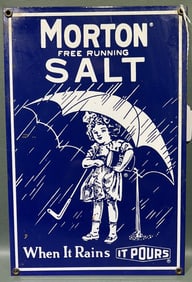 MORTON SALT PORCELAIN ADVERTISING SIGN