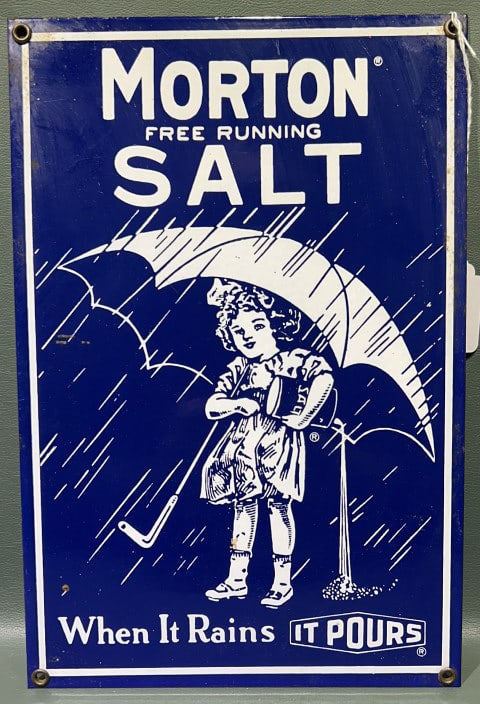 MORTON SALT PORCELAIN ADVERTISING SIGN (1 of 4)