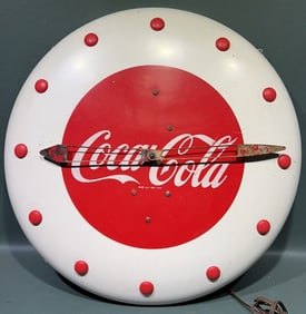 VINTAGE COCA-COLA BUTTON ADVERTISING CLOCK