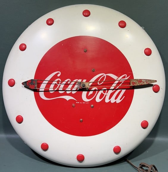 VINTAGE COCA-COLA BUTTON ADVERTISING CLOCK: 16"