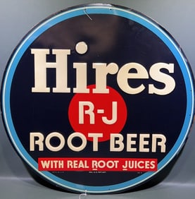 HIRES R-J ROOTBEER ROUND TIN ADVERTISING SIGN (GA-