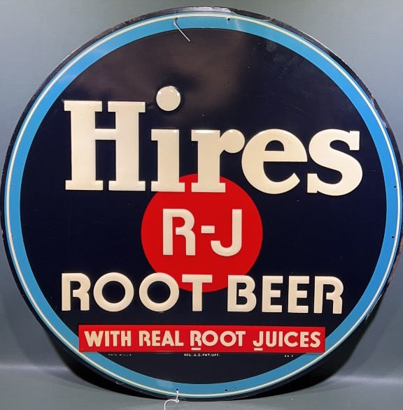 HIRES R-J ROOTBEER ROUND TIN ADVERTISING SIGN (GA- (1 of 7)