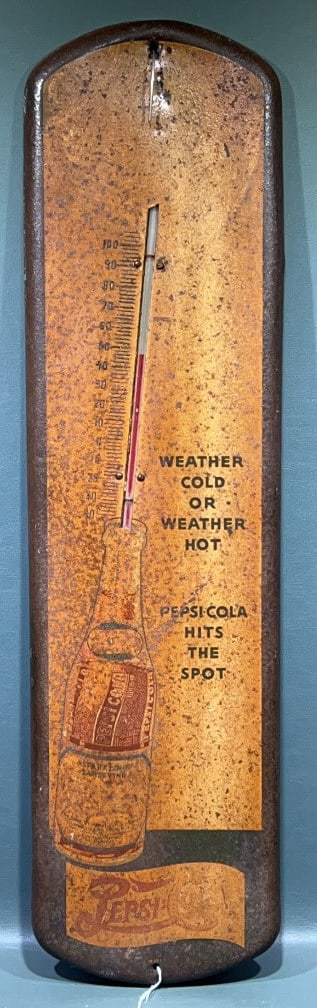 VINTAGE PEPSI-COLA WOODEN ADVERTISING THERMOMETER (1 of 6)